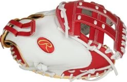 33 Inch Rawlings Liberty Advanced Color Series RLACM33FPS Women's White/Scarlet/Gold Fastpitch Softball Catcher Mitt -Baseball Equipment Store 33 inch rawlings liberty advanced color series rlacm33fps women s white scarlet gold fastpitch softball catcher mitt 17