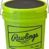 Rawlings B618RFPBPBUCK Combo 6 Gallon Optic Yellow Bucket W/ 18 RFPBP12SY Fastpitch Softballs -Baseball Equipment Store rawlings b618rfpbpbuck combo 6 gallon optic yellow bucket w 18 rfpbp12sy fastpitch softballs 4